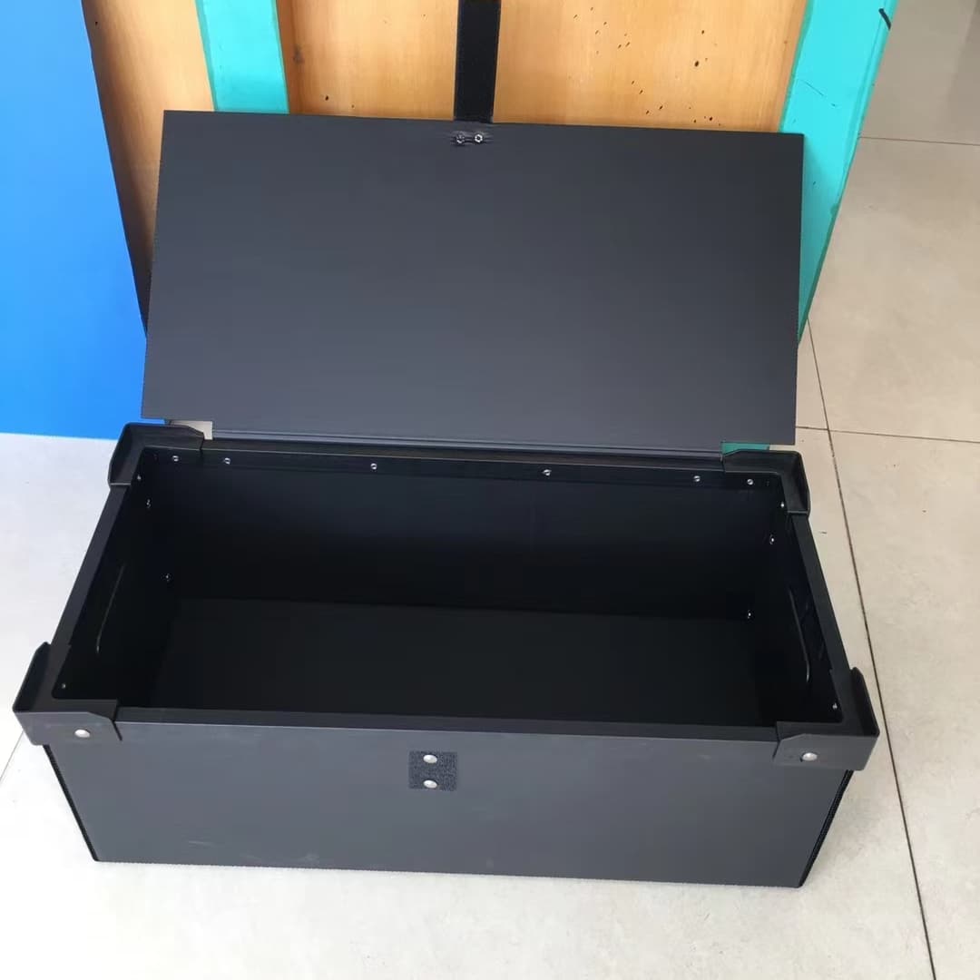 黑色防静电翻盖中空板周转箱