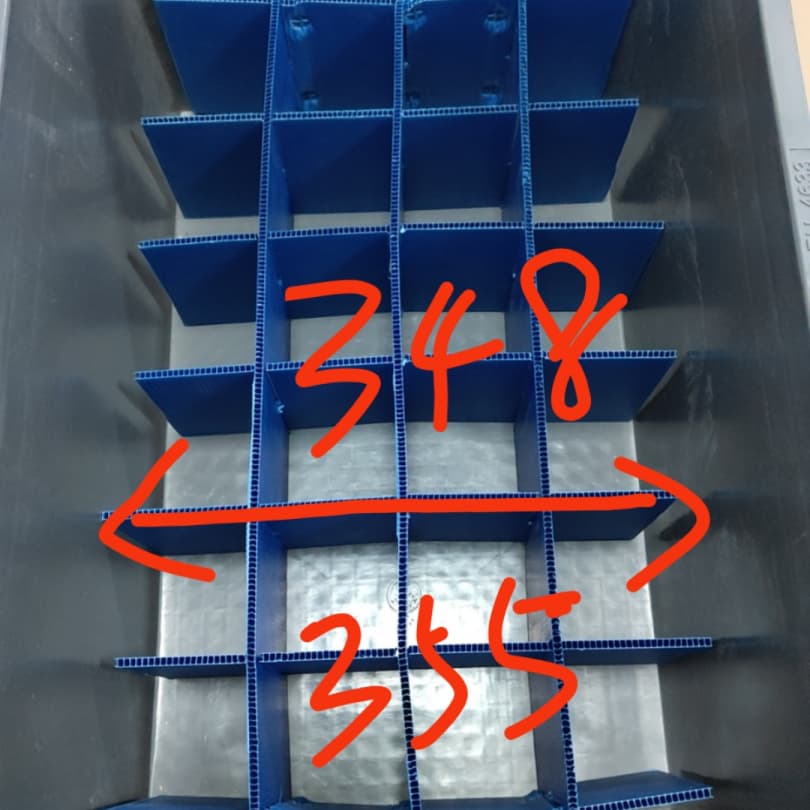 蓝色 PP 中空板定制方格刀卡（配套黑色周转箱）