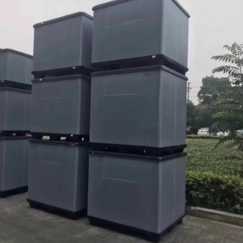 灰色 PP 中空板折叠围板箱（户外批量堆叠款）