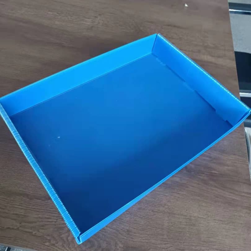 蓝色 PP 中空板一体折弯浅型物料周转托盘